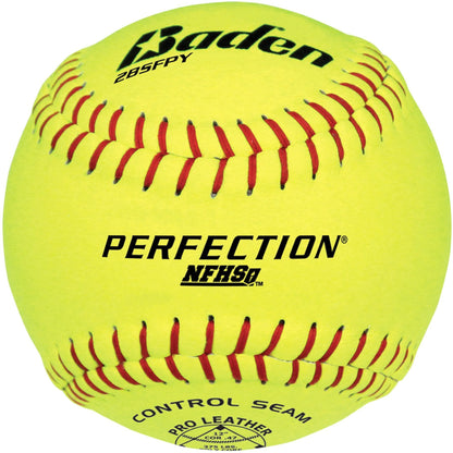 Top-of-the-line game softball with a specialty designed leather cover for better feel and grip. Unique Corebond process keeps the leather tight to the core, eliminating stretch and undue softness. Poly core center.