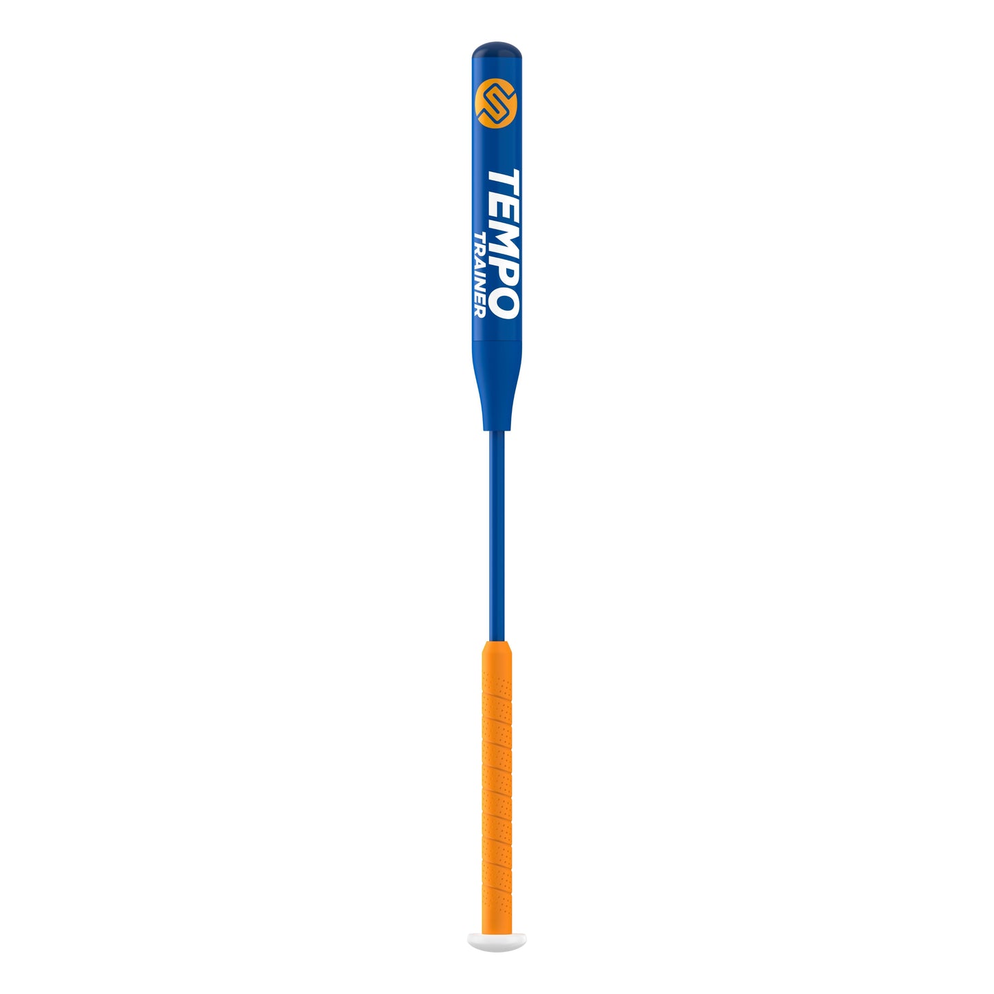 A blue and orange Tempo Trainer from Perfect Swings USA against a white background