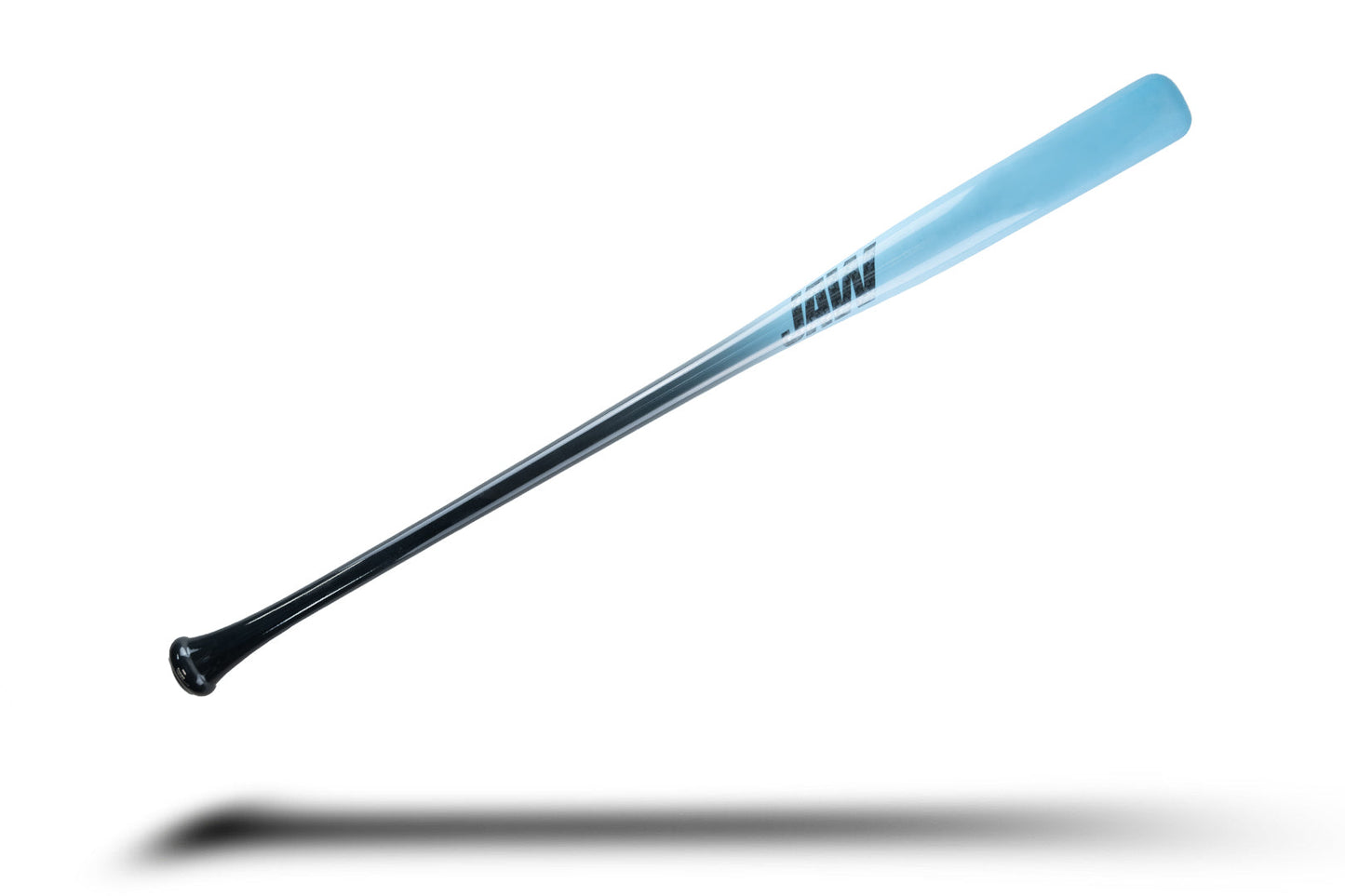 A blue and black baseball bat on a white background