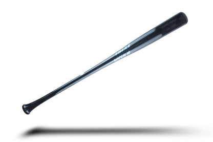 A black baseball bat on a white background