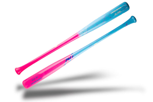 Jaw Bats pro reserve maple baseball bat in light blue and pink