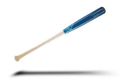 Jaw Bats pro reserve maple baseball bat in dark blue and wood colors with light blue text