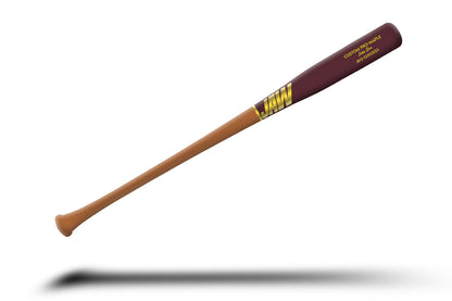 Jaw Bats custom pro maple baseball bat in wine and wood colors