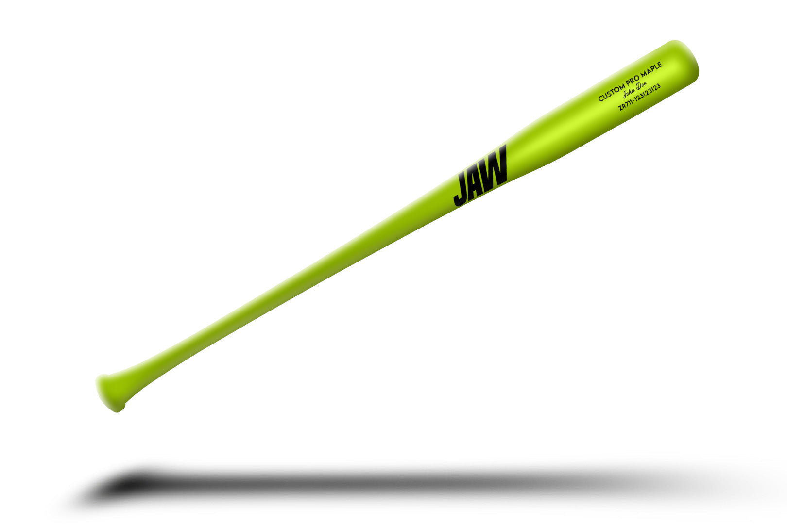 Jaw Bats custom pro maple baseball bat in lime green